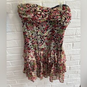 Floral Tiered Women's Dress - Black and Pink Floral